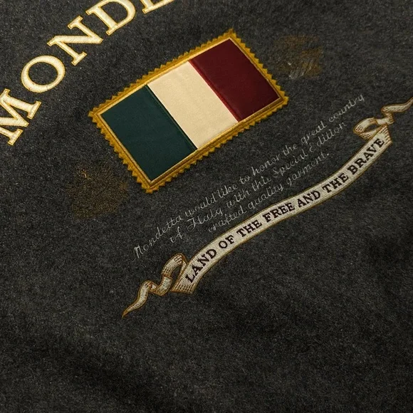 Italia Men's Black and Gray Bomber Jacket. MONDETTA - Picture 4 of 15